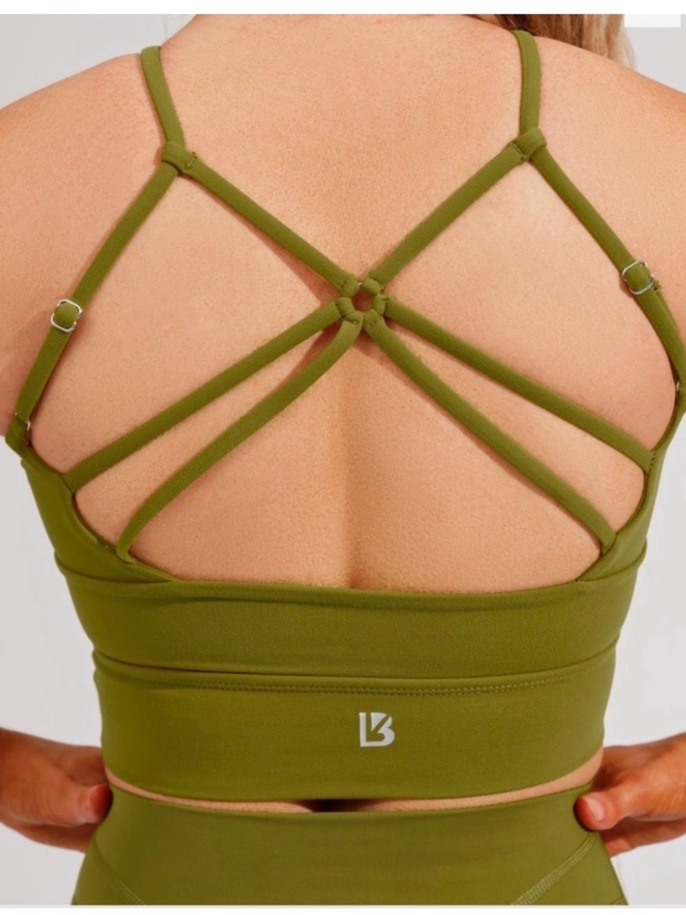 BuffBunny Foxy Olivia Olive Green Sports Bra Top - Picture 2 of 5